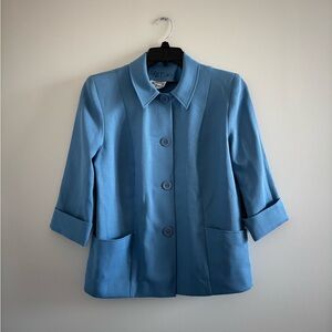 VTG Frayne Blazer Blue 4 Button Pockets Womens 8 Office Casual 70s Hippie USA